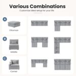 Cloud Modular Sectional Sofa Couch,156" Oversized U Shaped Sofa with Ottoman,Down Filled 8 Seater Convertible Bed Living Room Set,Covers Washable&Replaceable (Gray) - Image 7
