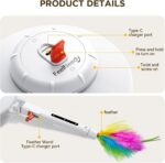 FEELNEEDY Rechargeable Cat Toys, 2 in 1 Hide and Seek Game Interactive Cat Toy, Movable LED Red Dot, Moving Concealed Feathers, Durable Exercise Toys for Indoor Cats, Bored Adult Cats Wand Toy - Image 9