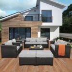 Rattaner Patio Furniture Sets 7 Pieces Outdoor Furniture Sectional Patio Couches Set with Storage Table Light Grey Cushions - Image 3