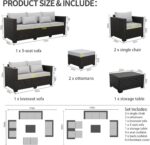 Rattaner Patio Furniture Sets 7 Pieces Outdoor Furniture Sectional Patio Couches Set with Storage Table Light Grey Cushions - Image 9