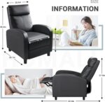 Homall Recliner Chair, Recliner Sofa PU Leather for Adults, Recliners Home Theater Seating with Lumbar Support, Reclining Sofa Chair for Living Room (Black, Leather) - Image 4
