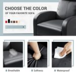 Homall Recliner Chair, Recliner Sofa PU Leather for Adults, Recliners Home Theater Seating with Lumbar Support, Reclining Sofa Chair for Living Room (Black, Leather) - Image 8