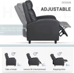 Homall Recliner Chair, Recliner Sofa PU Leather for Adults, Recliners Home Theater Seating with Lumbar Support, Reclining Sofa Chair for Living Room (Black, Leather) - Image 9