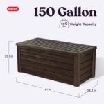 Keter 150 Gallon Resin Large Deck Box Organization and Storage Box for Patio, Outdoor Cushions, Garden Tools, Brown - Image 4