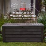 Keter 150 Gallon Resin Large Deck Box Organization and Storage Box for Patio, Outdoor Cushions, Garden Tools, Brown - Image 7