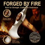 Grumpy Bear 11" Survival Axe Camping Hatchet – Forged High Carbon Steel Blade with Walnut Wood Handle – Shock-Absorbing, Anti-Slip Grip – Ideal for Bushcraft, Wood Splitting & Outdoor Adventures - Image 3