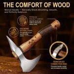 Grumpy Bear 11" Survival Axe Camping Hatchet – Forged High Carbon Steel Blade with Walnut Wood Handle – Shock-Absorbing, Anti-Slip Grip – Ideal for Bushcraft, Wood Splitting & Outdoor Adventures - Image 4