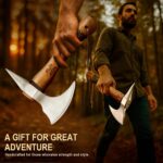 Grumpy Bear 11" Survival Axe Camping Hatchet – Forged High Carbon Steel Blade with Walnut Wood Handle – Shock-Absorbing, Anti-Slip Grip – Ideal for Bushcraft, Wood Splitting & Outdoor Adventures - Image 6