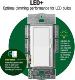 Lutron Diva LED+ Dimmer Light Switch for Dimmable LED, Halogen, and Incandescent Bulbs, 150 Watt, Single-Pole or 3-Way, DVCL-153P-WH-6, White, 6 Pack - Image 3