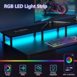 Korfile 47 Inch Gaming Desk with Power Outlets and LED Lights, Reversible Computer Desk with 5 Fabric Storage Drawers, Home Office Desk with Monitor Stand for Working Writing Study, Black - Image 5