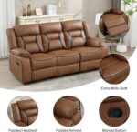 EBELLO Faux Leather Recliner Sofa Furniture Set for Living Room, Recliner Chair, Manual Loveseat, 3 Seat Recliniing Sofa Couch Set for Meeting Room, Brown - Image 4