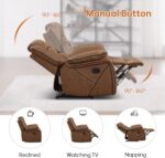 EBELLO Faux Leather Recliner Sofa Furniture Set for Living Room, Recliner Chair, Manual Loveseat, 3 Seat Recliniing Sofa Couch Set for Meeting Room, Brown - Image 5