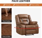 EBELLO Faux Leather Recliner Sofa Furniture Set for Living Room, Recliner Chair, Manual Loveseat, 3 Seat Recliniing Sofa Couch Set for Meeting Room, Brown - Image 6