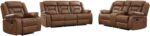 EBELLO Faux Leather Recliner Sofa Furniture Set for Living Room, Recliner Chair, Manual Loveseat, 3 Seat Recliniing Sofa Couch Set for Meeting Room, Brown - Image 8