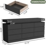 Gyfimoie 9 Drawer Dresser with Power Outlet, Dresser with LED Light, Modern Chest of Drawers for Closet, Double Wide Drawer Organizer Cabinet for Bedroom, Living Room (Black, 9 Drawers) - Image 3
