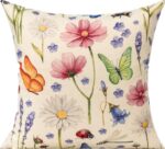 All Smiles Outdoor Patio Throw Pillow Covers 18x18 Set of 4 Spring Summer Garden Flowers Farmhouse Décor Outside Furniture Bench Chair Decorative Cushion Cases for Swing Deep Seat Bed Couch Sofa - Image 5