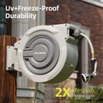 5/8" x 110 FT Retractable Garden Hose Reel by HOZEREEL, UV Resistant Hose Reels - Automatic Slow Self Retract Wall Mount Hose Reel Enclosed Storage, Any Length Lock 180° Swivel, 10 Pattern Nozzle - Image 4