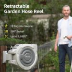 5/8" x 110 FT Retractable Garden Hose Reel by HOZEREEL, UV Resistant Hose Reels - Automatic Slow Self Retract Wall Mount Hose Reel Enclosed Storage, Any Length Lock 180° Swivel, 10 Pattern Nozzle - Image 5