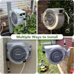 5/8" x 110 FT Retractable Garden Hose Reel by HOZEREEL, UV Resistant Hose Reels - Automatic Slow Self Retract Wall Mount Hose Reel Enclosed Storage, Any Length Lock 180° Swivel, 10 Pattern Nozzle - Image 8