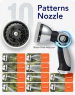 5/8" x 110 FT Retractable Garden Hose Reel by HOZEREEL, UV Resistant Hose Reels - Automatic Slow Self Retract Wall Mount Hose Reel Enclosed Storage, Any Length Lock 180° Swivel, 10 Pattern Nozzle - Image 9