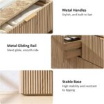 Dresser for Bedroom with 9 Drawers, 63"W Chest of Drawers, Fluted Dresser with Faux Marble Top, Curved Profile Design, Metal Handle, Wood Closet Storage Organizer for Living Room, Hallway, Natural Oak - Image 6