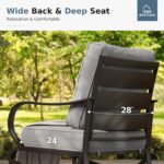 MFSTUDIO 5 Pieces Patio Conversation Sets,Outdoor Metal Furniture Sofas with 1 x 3-Seat Sofa, 2 x Swivel Chairs,2 x Ottoman,Wrought Iron Frame with Grey Cushion for Patio Courtyard Balcony - Image 5