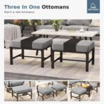 MFSTUDIO 5 Pieces Patio Conversation Sets,Outdoor Metal Furniture Sofas with 1 x 3-Seat Sofa, 2 x Swivel Chairs,2 x Ottoman,Wrought Iron Frame with Grey Cushion for Patio Courtyard Balcony - Image 9