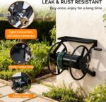 VINGLI Garden Hose Reel, Wall Mount Water Hose Reel for Garden Outside with Heavy Duty Space Saving Rolling Design Metal, 175FT Capacity for 3/4" Hose for Outdoor Use (Black) - Image 4