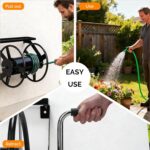 VINGLI Garden Hose Reel, Wall Mount Water Hose Reel for Garden Outside with Heavy Duty Space Saving Rolling Design Metal, 175FT Capacity for 3/4" Hose for Outdoor Use (Black) - Image 5
