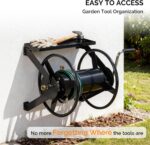 VINGLI Garden Hose Reel, Wall Mount Water Hose Reel for Garden Outside with Heavy Duty Space Saving Rolling Design Metal, 175FT Capacity for 3/4" Hose for Outdoor Use (Black) - Image 6