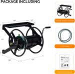 VINGLI Garden Hose Reel, Wall Mount Water Hose Reel for Garden Outside with Heavy Duty Space Saving Rolling Design Metal, 175FT Capacity for 3/4" Hose for Outdoor Use (Black) - Image 9