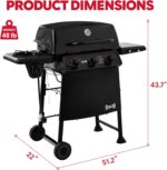 Feasto 3 Burner Propane Gas Grill with Side Burner, Porcelain-Enamel Main Body and Lid, Propane BBQ Grill with 38,000 BTUs Output & Side Table for Patio, Backyard, Poolside Gatherings - Image 4