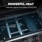 Feasto 3 Burner Propane Gas Grill with Side Burner, Porcelain-Enamel Main Body and Lid, Propane BBQ Grill with 38,000 BTUs Output & Side Table for Patio, Backyard, Poolside Gatherings - Image 7
