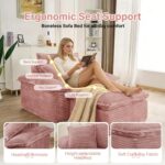 48" Boneless Single Sofa with Removable Ottoman,Oversized Upholstered Sofa Bed with Pillows,Plush Faux Fur Lounge Reading Chairs with Armrests,Cloud Couches for Living Room,No Assembly (Pink) - Image 5