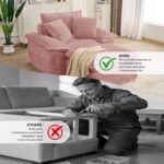 48" Boneless Single Sofa with Removable Ottoman,Oversized Upholstered Sofa Bed with Pillows,Plush Faux Fur Lounge Reading Chairs with Armrests,Cloud Couches for Living Room,No Assembly (Pink) - Image 8