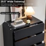 Standifurno 29.5’’ W Dresser for Closet, Black Drawers with Curved Design, Chest Drawer with 5 Drawers, Vertical Drawer with Large Storage, Wooden Dresser for Living Room, Nursery, Entryway - Image 6