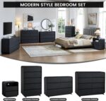 Standifurno 29.5’’ W Dresser for Closet, Black Drawers with Curved Design, Chest Drawer with 5 Drawers, Vertical Drawer with Large Storage, Wooden Dresser for Living Room, Nursery, Entryway - Image 9