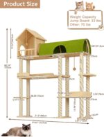 Cat Tree for Automatic Litter Box, 60Inch Large Cat Tower for Heavy Cats up to 22lbs, Solid Wood Cat Shelf with Condo, Space-Saving for Indoor Multi-Pet Households, Stops Furniture Scratching - Image 3