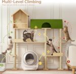 Cat Tree for Automatic Litter Box, 60Inch Large Cat Tower for Heavy Cats up to 22lbs, Solid Wood Cat Shelf with Condo, Space-Saving for Indoor Multi-Pet Households, Stops Furniture Scratching - Image 7