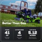 Greenworks 80V 60' Riding Lawn Mower (5.12 Acre, 41 HP Gas Equivalent, 4 MPH, Rear Dump Bed), (2) 16.0Ah + (4) 8.0Ah Batteries (5,120 Wh Max) + Turbo Wall Charger - Image 4