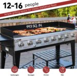 Royal Gourmet 8-Burner Gas Grill, 104,000 BTU Liquid Propane Grill, Independently Controlled Dual Systems, Outdoor Party or Backyard BBQ, Black - Image 6