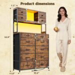 62“H Dresser for Bedroom with Large Drawers,Dressers & Chests of Drawers Featuring LED Light and Charging Ports,Sturdy Fabric Drawers with Open Storage Shelves, Wood Top,Steel Frame(Rustic Brown) - Image 4