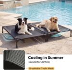 Veehoo Cooling Elevated Dog Bed, Raised Dog Bed for Two Dogs, Indoor Outdoor Pet Cot with Breathable Teslin Mesh & Anti-Slip Rubber Feet, Durable Double Dog Bed for Multi-Pet Homes, 35" x 25", Black - Image 4