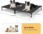 Veehoo Cooling Elevated Dog Bed, Raised Dog Bed for Two Dogs, Indoor Outdoor Pet Cot with Breathable Teslin Mesh & Anti-Slip Rubber Feet, Durable Double Dog Bed for Multi-Pet Homes, 35" x 25", Black - Image 6