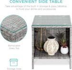 Best Choice Products 3-Piece Outdoor Wicker Conversation Bistro Set, Space Saving Patio Furniture for Garden w/Side Table - Gray/Navy - Image 4