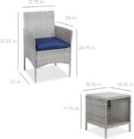 Best Choice Products 3-Piece Outdoor Wicker Conversation Bistro Set, Space Saving Patio Furniture for Garden w/Side Table - Gray/Navy - Image 8