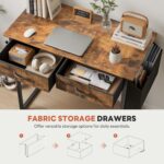 DUMOS 32" Home Office Computer Desk with Drawers, Small Gaming Writing Study Table with Storage Side Bag, Headphone Hook and Adjustable Feet for Bedroom Rustic Brown - Image 7