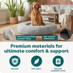 Furhaven 30" Round Calming Donut Dog Bed for Medium/Small Dogs, Refillable w/ Removable Washable Cover, Up to 45 lbs - Shaggy Plush Long Faux Fur Donut Bed -Mist Gray, Medium,30.0"L x 30.0"W x 10.0"Th - Image 6