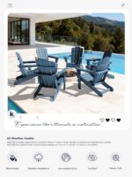 KINGYES Folding Adirondack Chair Set of 2, HDPE All-Weather Patio Chairs with Cup Holder, Wooden Textured Fire Pit Chairs for Poolside, Backyard, Deck, Navy - Image 8