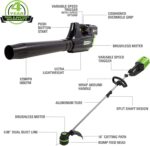 Greenworks 80V 25" TruBrushless™ Dual Blade Mower, 5.0Ah Battery and Charger + 80V Cordless Brushless String Trimmer + Leaf Blower Combo, 2Ah Battery and Charger - Image 4